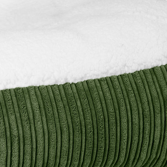 Sloucher Medium Hondenbed - Sherpa & Corduroy Bosgroen 03