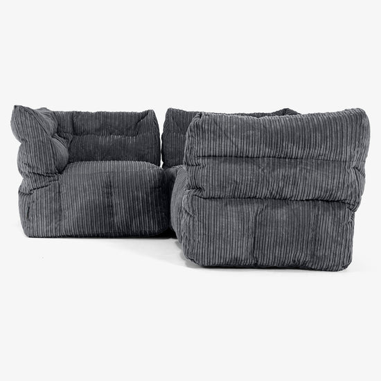 3-delige Modulaire Hoekbank - Corduroy Zwart 02