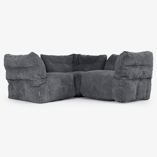 3-delige Modulaire Hoekbank - Corduroy Zwart 01