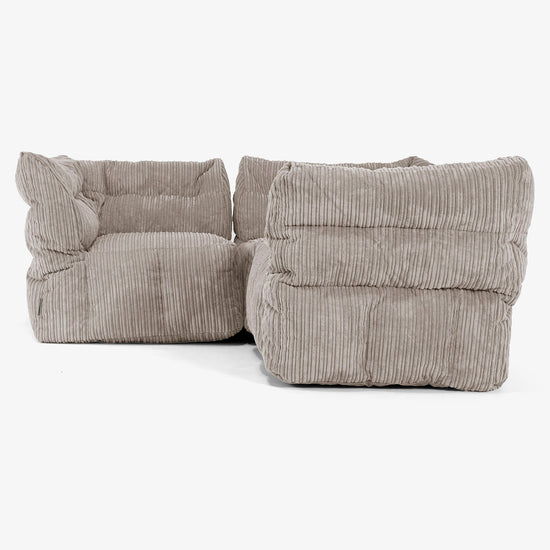 3-delige Modulaire Hoekbank - Corduroy Beigegrijs 02