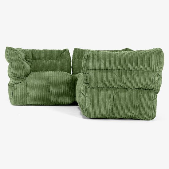 3-delige Modulaire Hoekbank - Corduroy Bosgroen 02