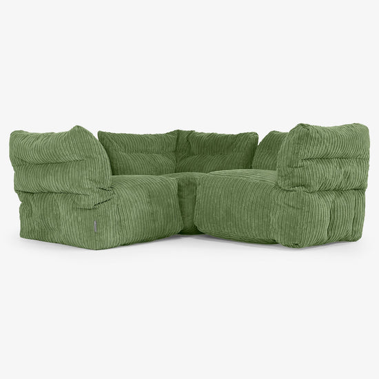 3-delige Modulaire Hoekbank - Corduroy Bosgroen 01