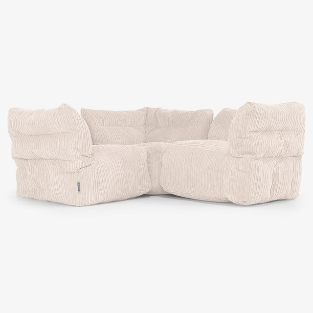 3-delige Modulaire Hoekbank - Corduroy Ivoor 01