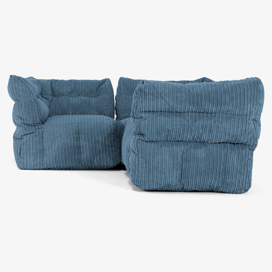 3-delige Modulaire Hoekbank - Corduroy Marineblauw 02