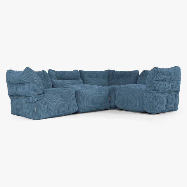 4-delige Modulaire Hoekbank - Corduroy Marineblauw 01
