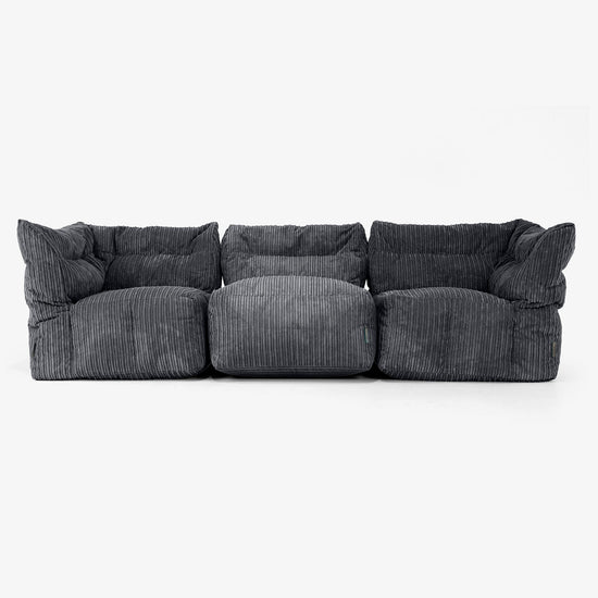 3-delige Modulaire Bank - Corduroy Zwart 01