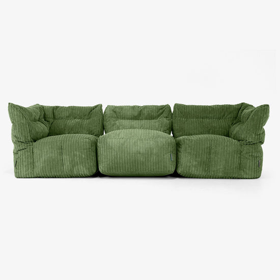 3-delige Modulaire Bank - Corduroy Bosgroen 01