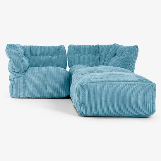 2-delige Modulaire Bank met Chaise Longue - Corduroy Petrol 01