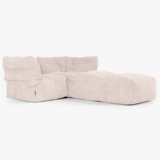 2-delige Modulaire Bank met Chaise Longue - Corduroy Ivoor 02