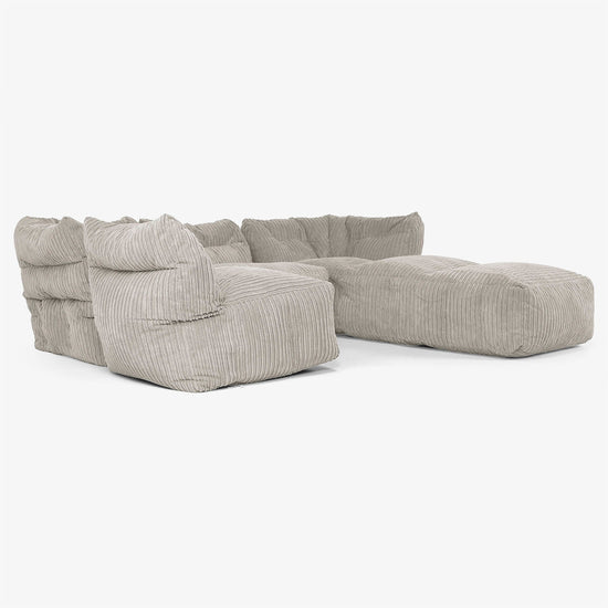 4-delige Modulaire Bank met Chaise Longue - Corduroy Mink 04