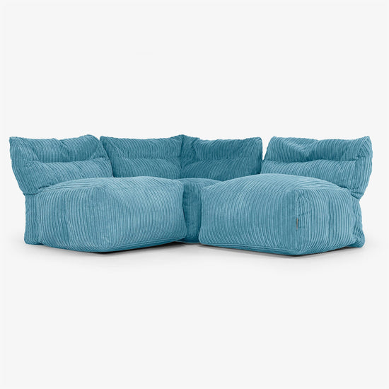 3-delige Modulaire Bank zonder Armleuningen - Corduroy Petrol 01