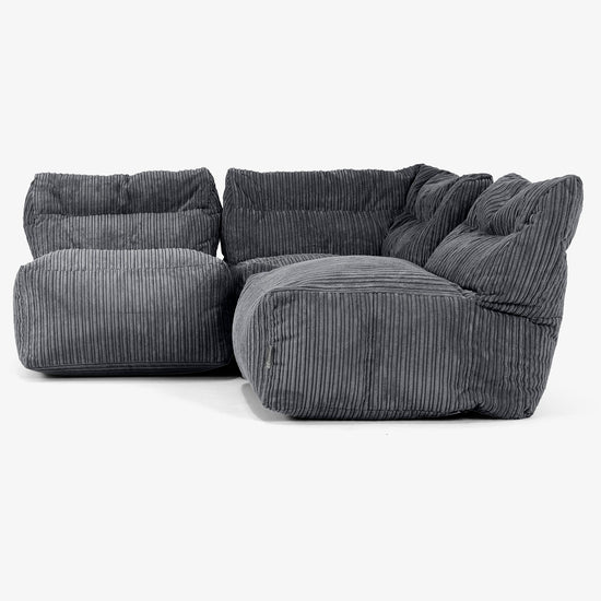 3-delige Modulaire Bank zonder Armleuningen - Corduroy Zwart 02