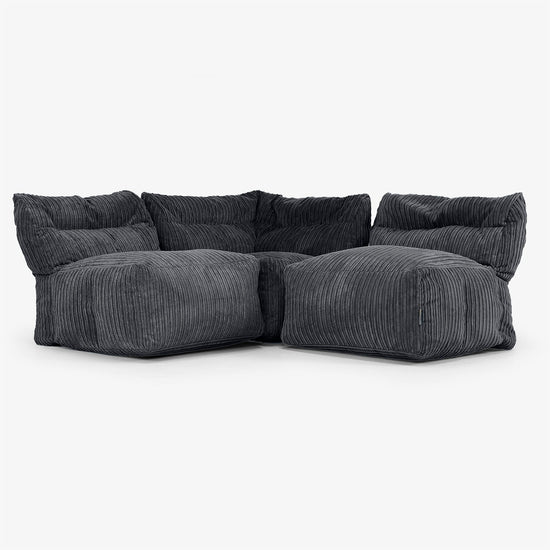 3-delige Modulaire Bank zonder Armleuningen - Corduroy Zwart 01