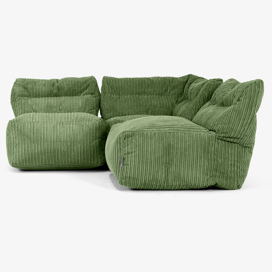 3-delige Modulaire Bank zonder Armleuningen - Corduroy Bosgroen 02