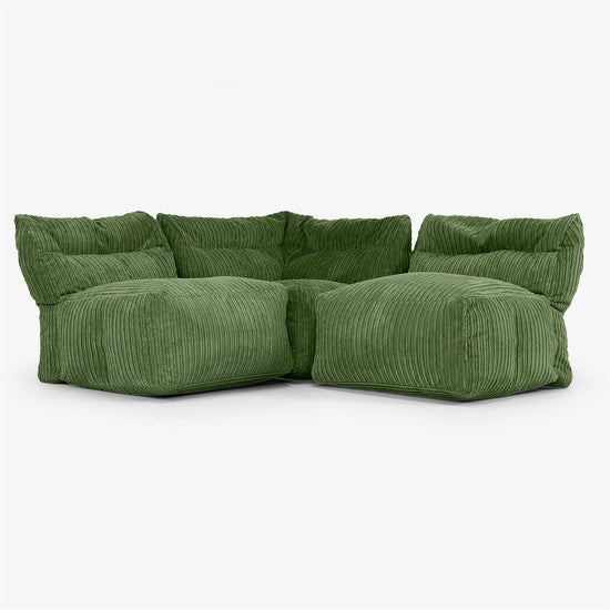 3-delige Modulaire Bank zonder Armleuningen - Corduroy Bosgroen 01