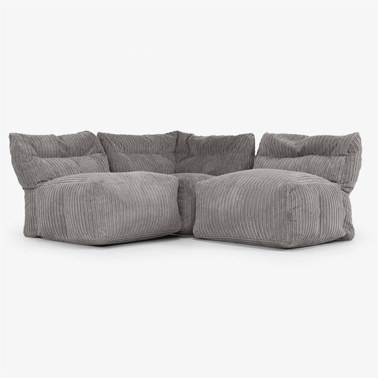 3-delige Modulaire Bank zonder Armleuningen - Corduroy Graphite Grijs 01