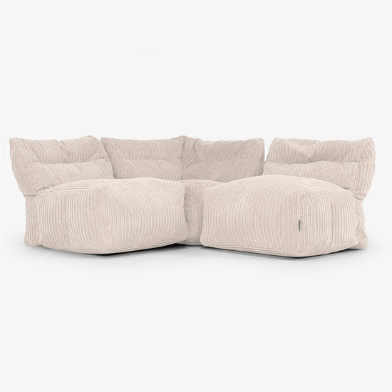 3-delige Modulaire Bank zonder Armleuningen - Corduroy Ivoor 01