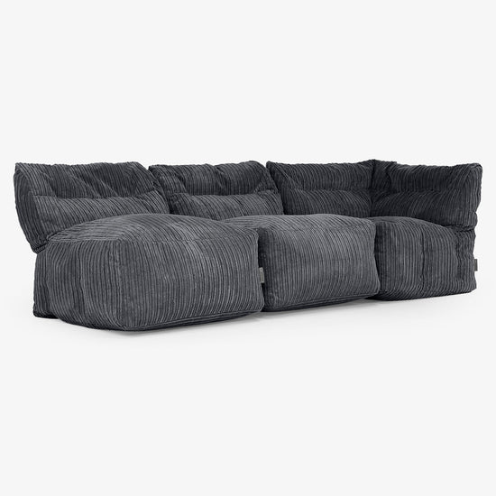 3-delige Modulaire Bank zonder Armleuningen - Corduroy Zwart 03