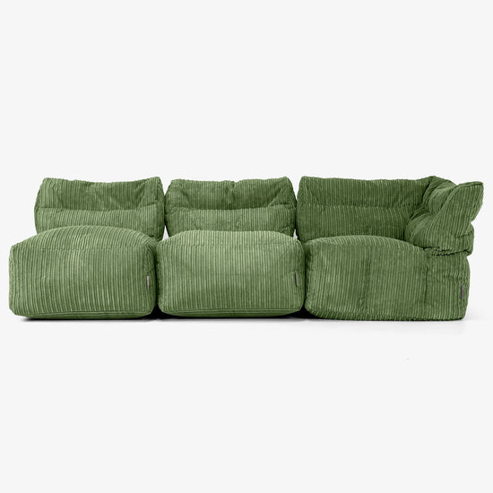 3-delige Modulaire Bank zonder Armleuningen - Corduroy Bosgroen 04