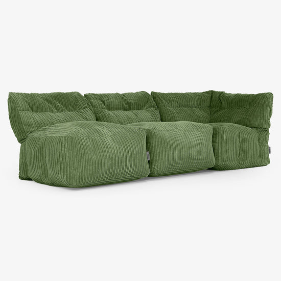 3-delige Modulaire Bank zonder Armleuningen - Corduroy Bosgroen 03