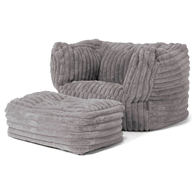Albert Zitzak Fauteuil - Ultra Pluche Corduroy Grijs 02