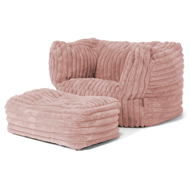 Albert Zitzak Fauteuil - Ultra Pluche Corduroy Stoffig Roze 02