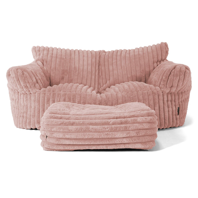 Josephine Zitzak Bank - Ultra Pluche Corduroy Stoffig Roze 02