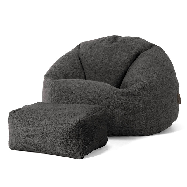 Klassieke Zitzak Stoel - Boucle Graphite Grijs 02