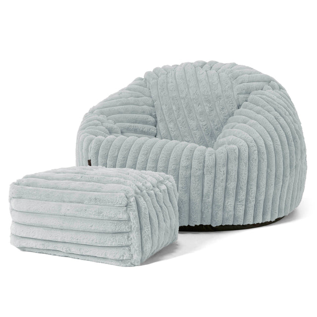 Klassieke Zitzak Stoel - Ultra Pluche Corduroy Eendenei Blauw 02