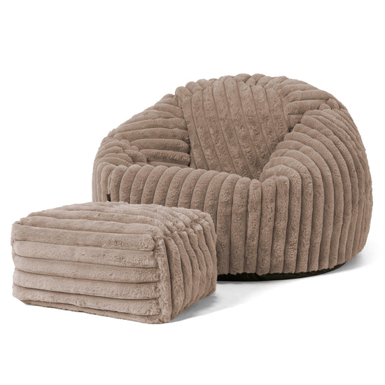 Klassieke Zitzak Stoel - Ultra Pluche Corduroy Mink 02