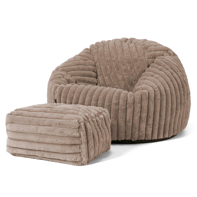 Klassieke Zitzak Stoel - Ultra Pluche Corduroy Mink 02