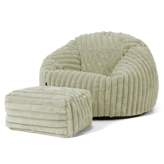 Klassieke Zitzak Stoel - Ultra Pluche Corduroy Saliegroen 02