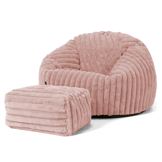 Klassieke Zitzak Stoel - Ultra Pluche Corduroy Stoffig Roze 02