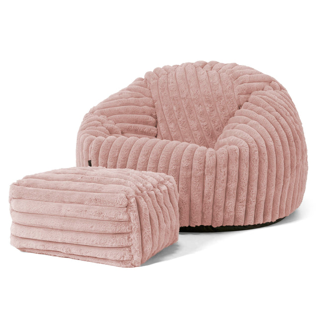 Klassieke Zitzak Stoel - Ultra Pluche Corduroy Stoffig Roze 02