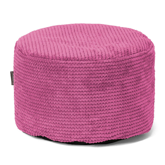 Kleine Ronde Voetenbank - Pompom Roze 01