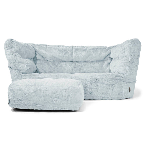 Louis 2-zitsbank Zitzak - Nepkonijnenbont Stoffig Blauw 02