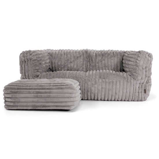 Albert 2-zitsbank Zitzak - Ultra Pluche Corduroy Grijs 02