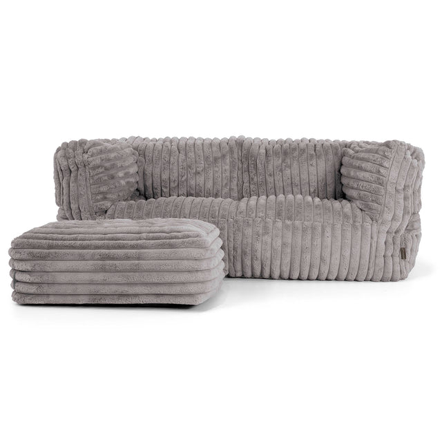 Albert 2-zitsbank Zitzak - Ultra Pluche Corduroy Grijs 02