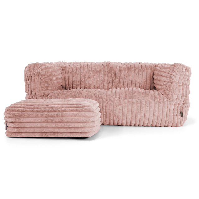 Albert 2-zitsbank Zitzak - Ultra Pluche Corduroy Stoffig Roze 02