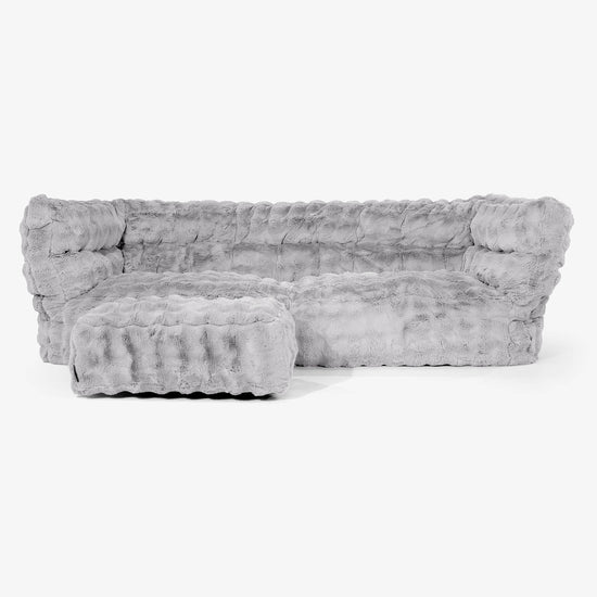 Albert 3-zitsbank Zitzak 2.0 - Namaakbont Bubble Grijs 02