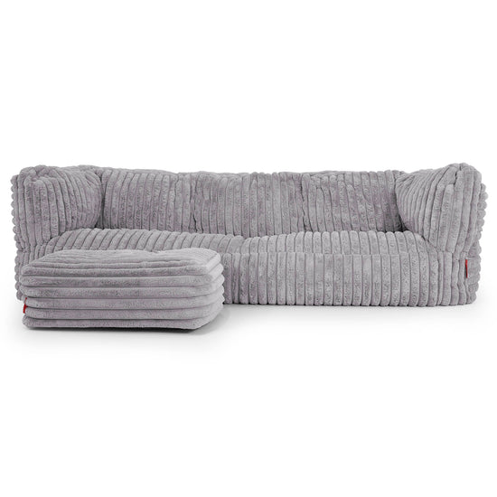 Albert 3-zitsbank Zitzak - Ultra Pluche Corduroy Grijs 02
