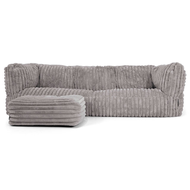 Albert 3-zitsbank Zitzak - Ultra Pluche Corduroy Grijs 02