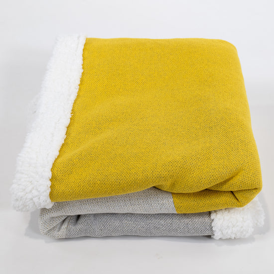 Bank Sierdeken - Gebreid Geometrisch Kleurblok Grijs 02