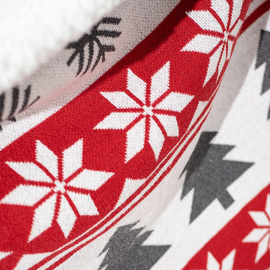 Bank Sierdeken - Gebreid Kerst Fairisle Rood 02