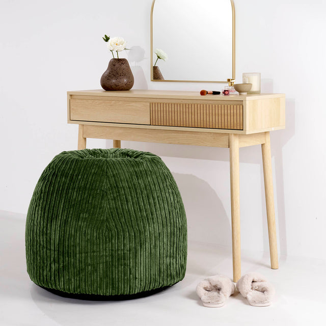 Kaptafel Poef Stoel - Corduroy Bosgroen 02