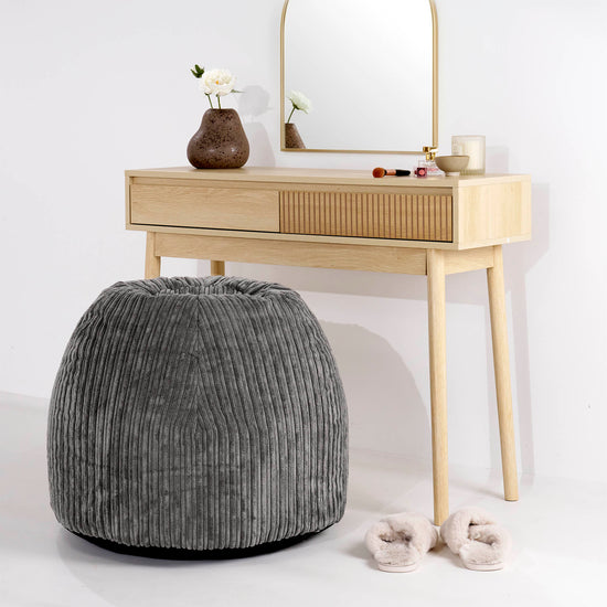 Kaptafel Poef Stoel - Corduroy Graphite Grijs 02