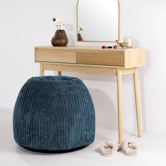 Kaptafel Poef Stoel - Corduroy Marineblauw 02