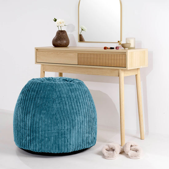 Kaptafel Poef Stoel - Corduroy Petrol 02
