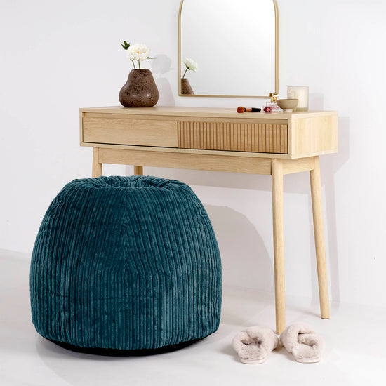 Kaptafel Poef Stoel - Corduroy Teal 02