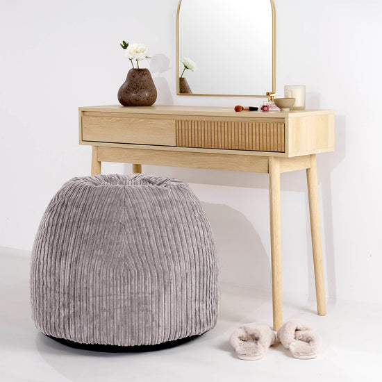 Kaptafel Poef Stoel - Corduroy Zilvergrijs 02